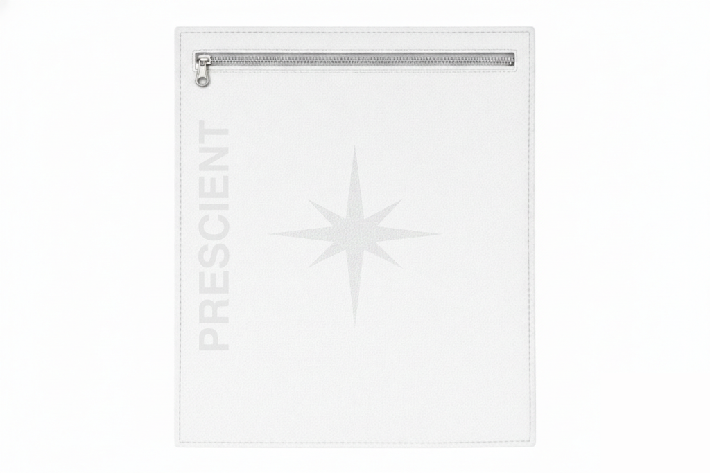 PRESCIENT SS26 ITALIAN LEATHER WHITE & BLACK TO-GO POUCH