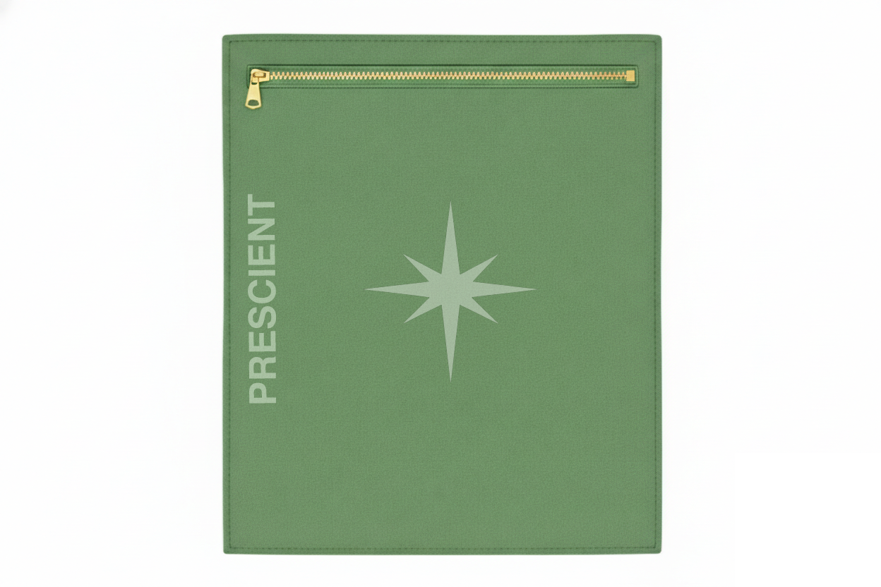 PRESCIENT SS26 ITALIAN LEATHER GREEN & RED TO-GO POUCH